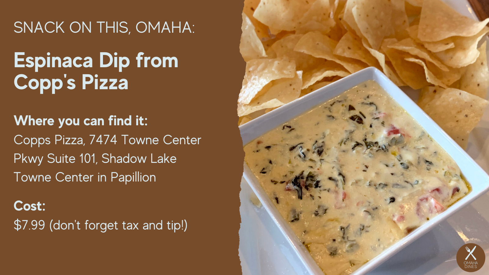 Snack in Omaha: Espinaca Dip from a Pizza Cup